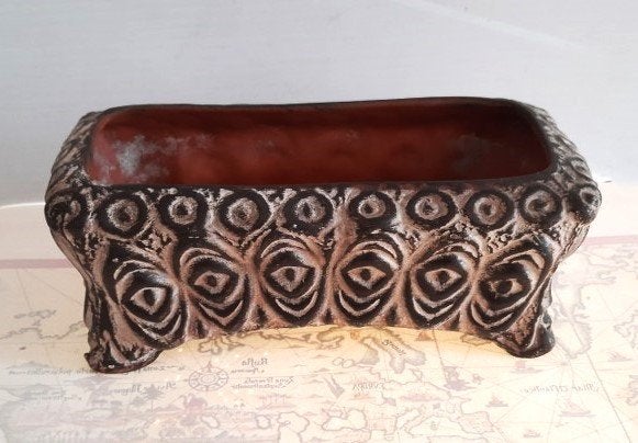 Vintage chamotte cactusbak, Reuver / Hekla stijl –  900/20, Gebruikt, Ophalen of Verzenden, Aardewerk, Rechthoekig