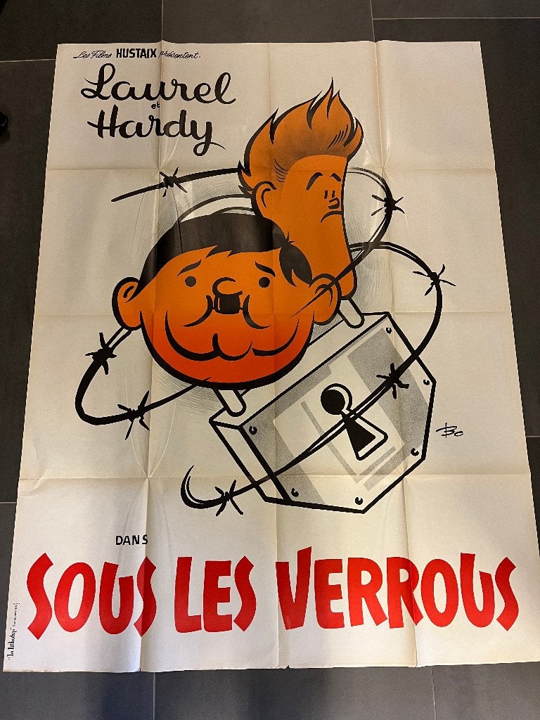 Filmposter Laurel & Hardy 120x160, Verzamelen, Ophalen of Verzenden, Zo goed als nieuw, A1 t/m A3, Film en Tv