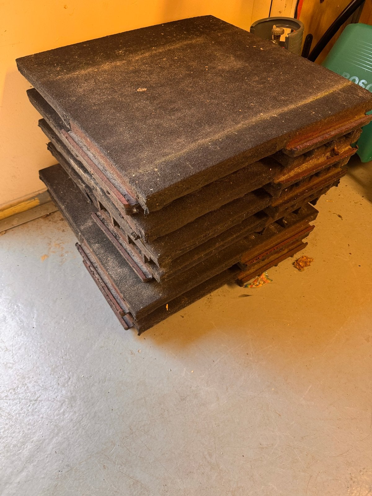 6x Rubberen tegels +aansluitingslip en noppen, 60x60x3.5 cm, Tuin en Terras, Tegels en Klinkers, Ophalen, Gebruikt, Rubber, Minder dan 5 m²