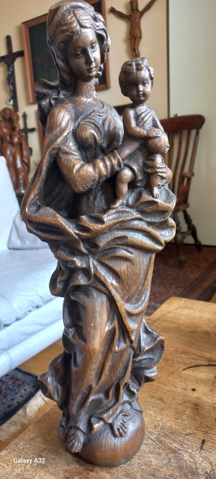 Mariabeeld hout ., Antiek en Kunst, Ophalen of Verzenden