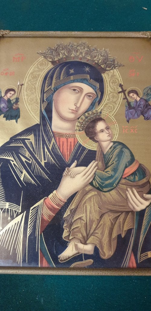 madonna in metalen lijst, Ophalen of Verzenden
