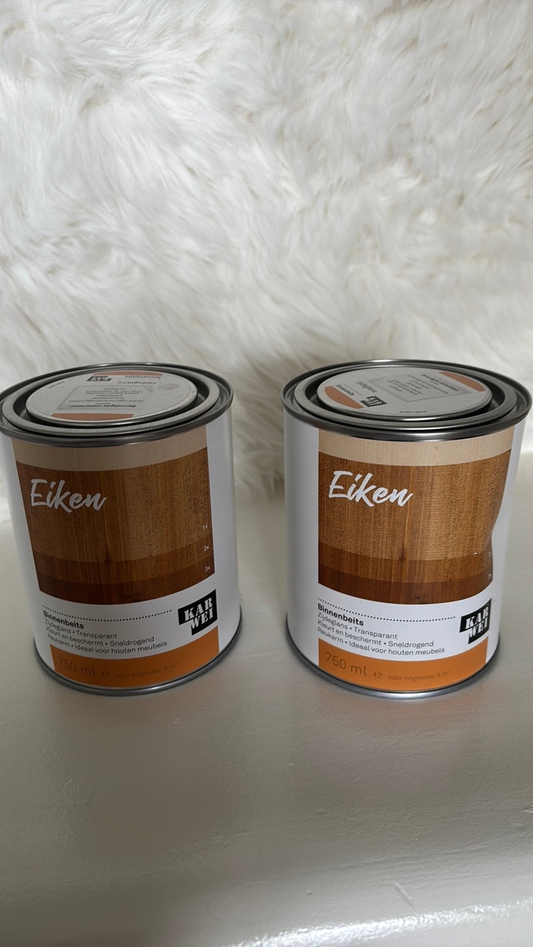 2 potten Binnenbeits Karwei Eiken, Bruin, Nieuw, Beits, Ophalen of Verzenden