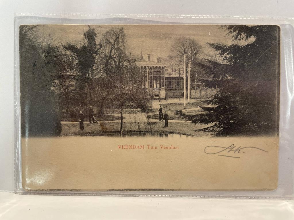 Veendam - Tuin Veenlust, Verzamelen, Ansichtkaarten | Nederland, Verzenden, Voor 1920, Gelopen, Groningen