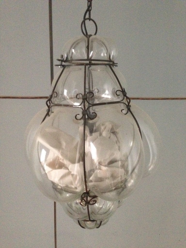 venetiaanse lamp handgeblazen, Huis en Inrichting, Lampen | Hanglampen, Ophalen, Zo goed als nieuw, Glas, Eigentijds