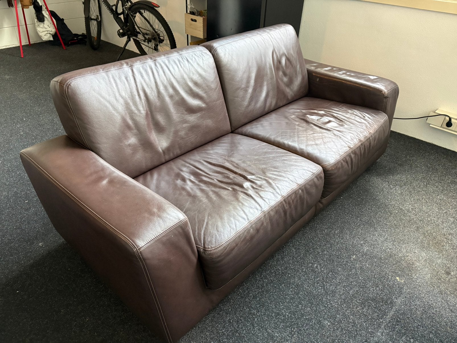 Leren bank GRATIS, Ophalen, Gebruikt, 150 tot 200 cm, Rechte bank
