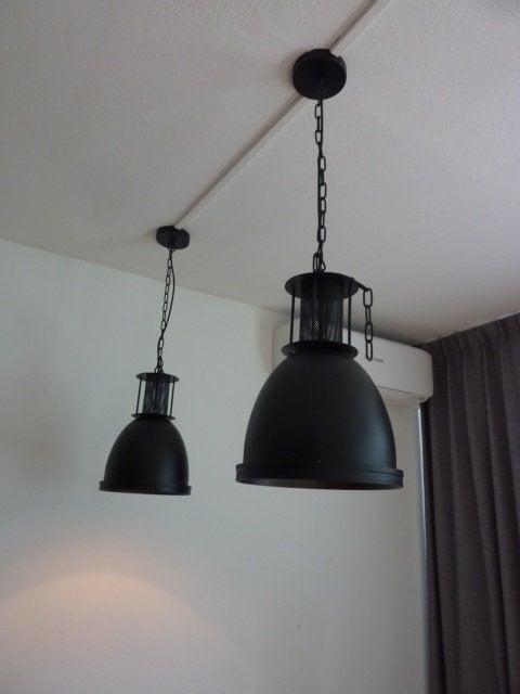 Hanglamp zwart/ koper/ goudkleurig 2x, Ophalen, Zo goed als nieuw, X, X