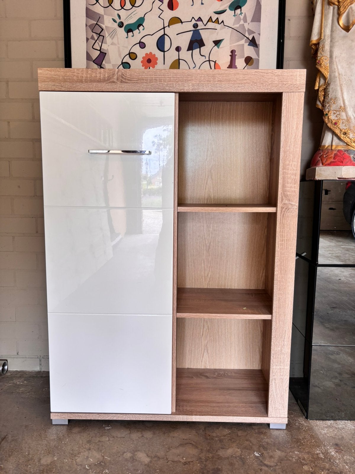 Kast met houtlook en witte deur, Huis en Inrichting, Kasten | Boekenkasten, Ophalen, Zo goed als nieuw, 25 tot 50 cm, 50 tot 100 cm