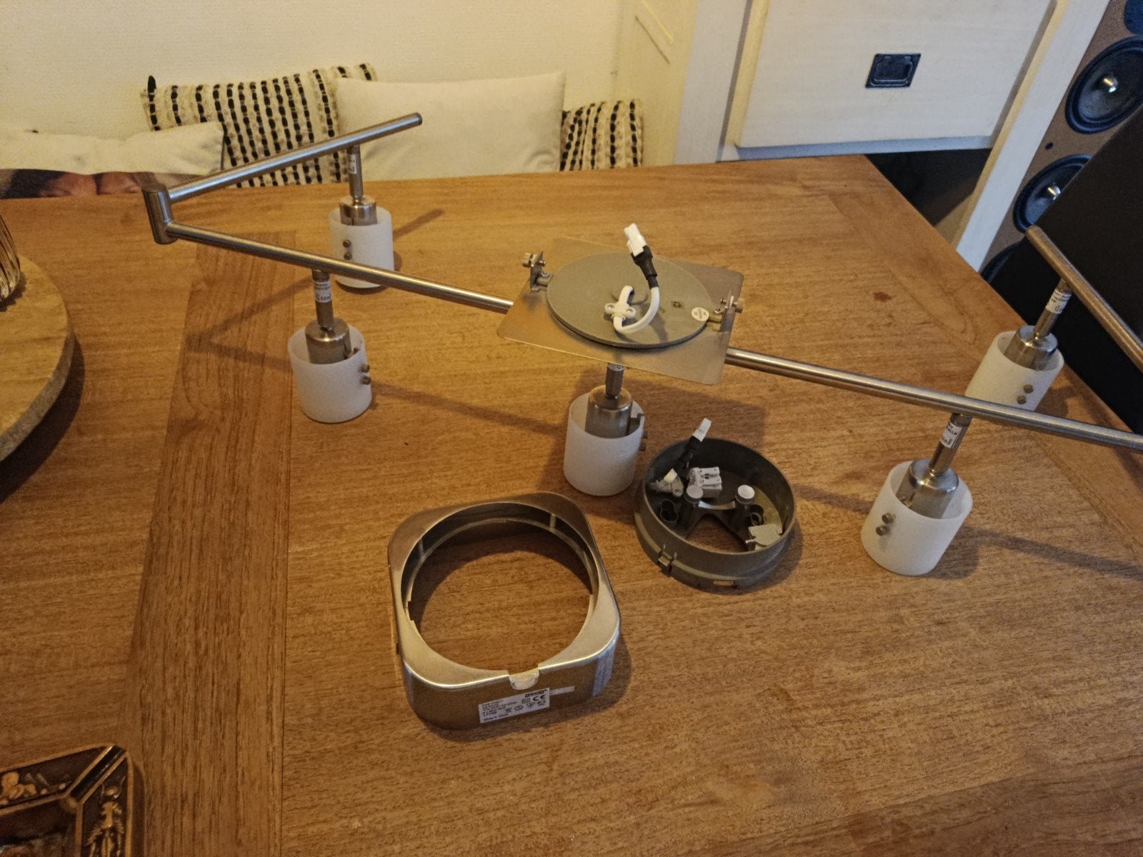 IKEA Cesium Plafondlamp met 5 LED Spots, Gebruikt, IKEA, Zilver, Verstelbaar