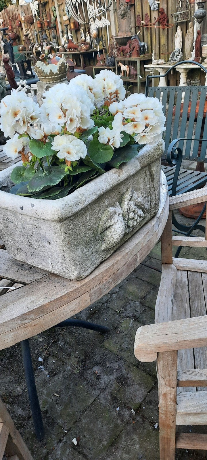 Decoratieve betonnen plantenbak met druivenmotief, Tuin en Terras, Bloembakken en Plantenbakken, Ophalen, Balkon