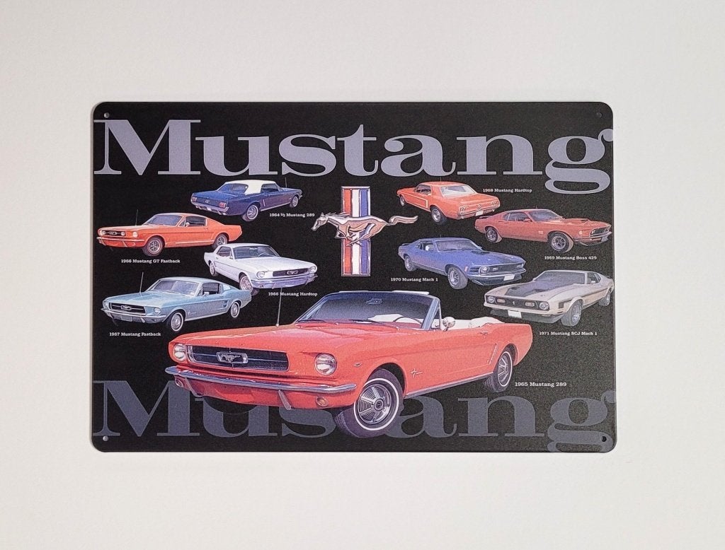 Ford Mustang Collage reclamebord van metaal wandbord deco, Ophalen of Verzenden, Nieuw, Auto's