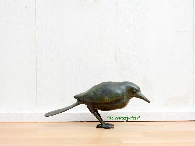 043* Bronzen ekster groen (Boven €75 geen verzendkosten), Ophalen of Verzenden, Nieuw, Overige materialen, Dierenbeeld