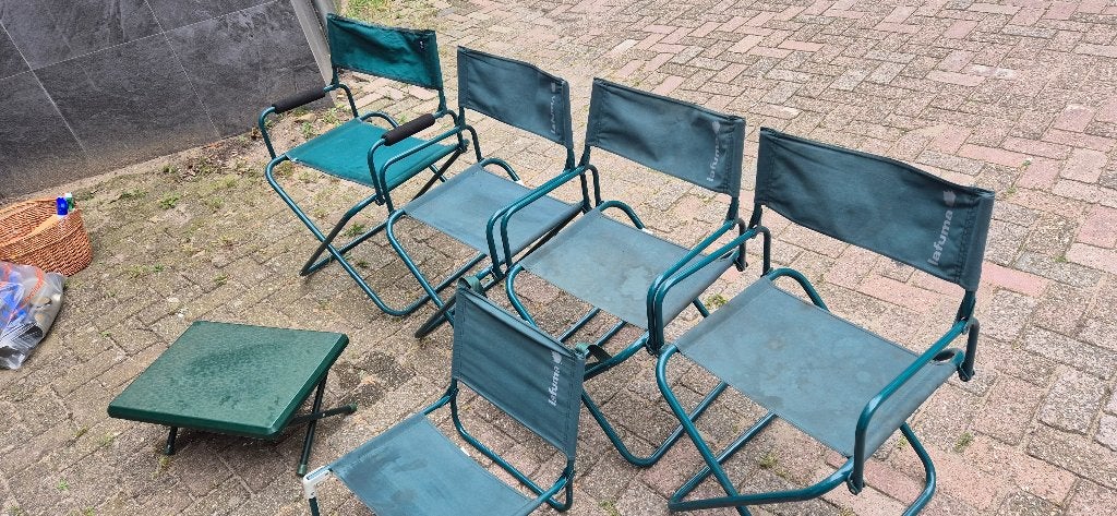 Lafuma kampeer- klapstoelen 4x hoog 1 x laag, Ophalen, Gebruikt, Campingstoel