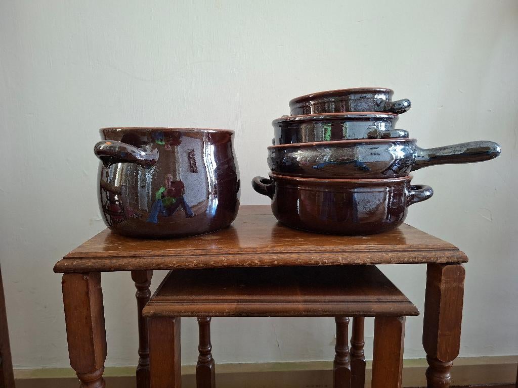 vintage terracotta serveerschalen en pannen, Ophalen, Huis en Inrichting