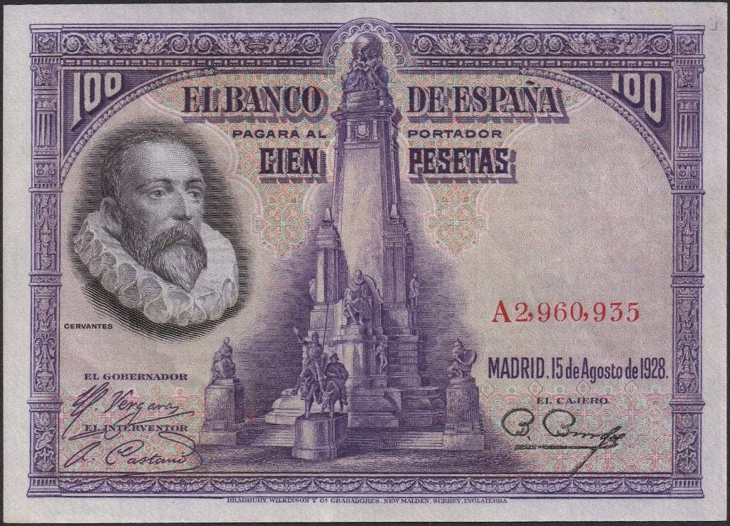 Spanje 100 pesetas 1928 VF+ p.76a (# 1250), Postzegels en Munten, Bankbiljetten | Europa | Niet-Eurobiljetten, Verzenden, Overige landen