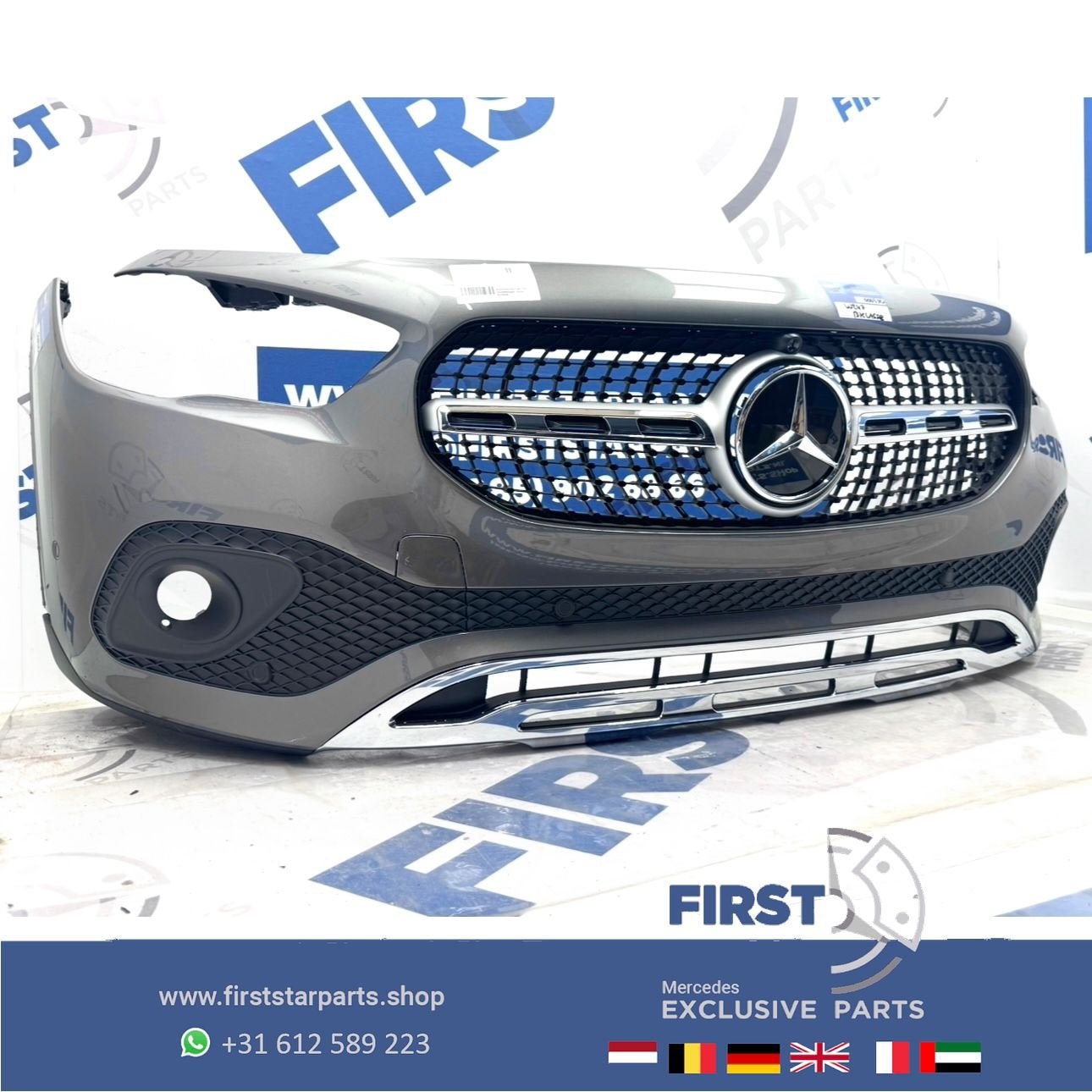 H247 BUMPER GLA A2478803501 VOORBUMPER COMPLEET ZWART WIT GR, Gebruikt, -, Voor, Ophalen of Verzenden