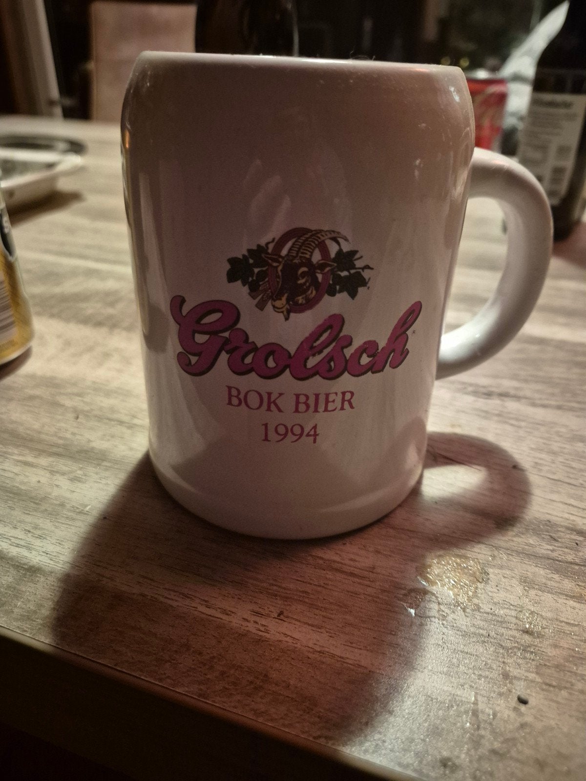 Grolsch Bok Bier Mok 1994 - Vintage Bierpul, Ophalen of Verzenden, Zo goed als nieuw
