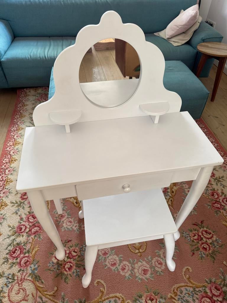Kinder kaptafel met spiegel en krukje - KidKraft, Ophalen, Zo goed als nieuw, 50 tot 100 cm, Minder dan 100 cm