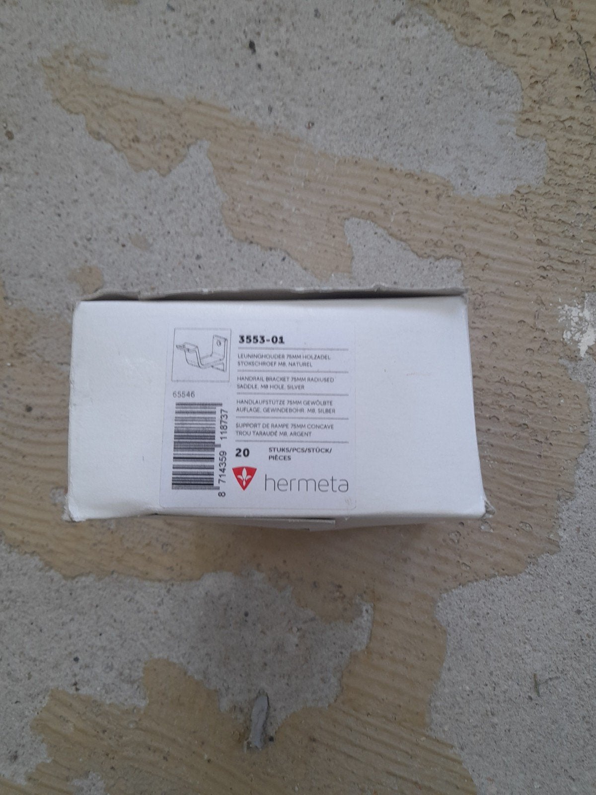 Nieuwe Hermeta leunhouder trapleuning 75mm, per stuk, Ophalen of Verzenden, Nieuw