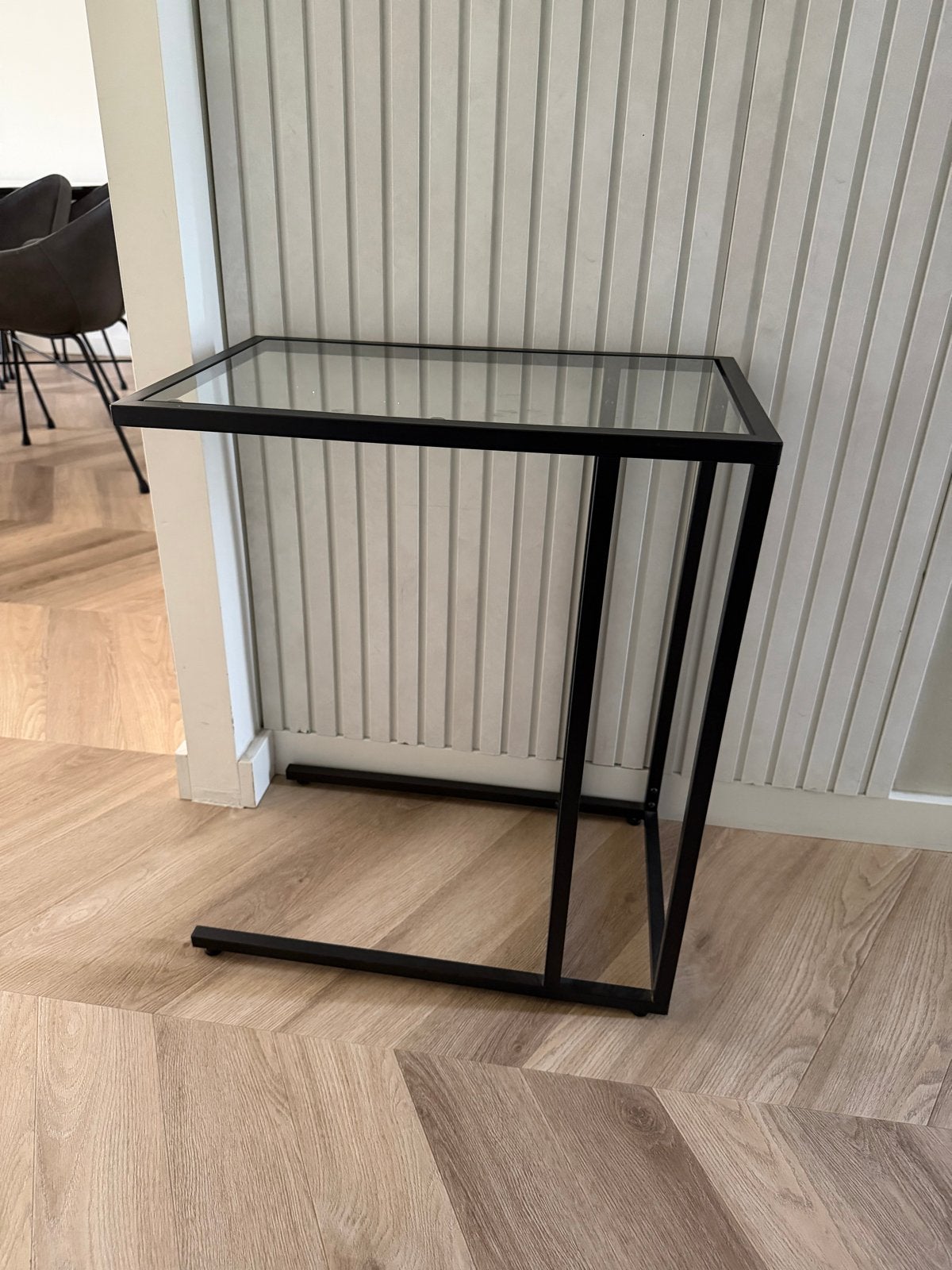 Ikea glazen bijzettafel, Huis en Inrichting, Tafels | Bijzettafels, 55 tot 75 cm, Rechthoekig, Ophalen, 45 tot 60 cm