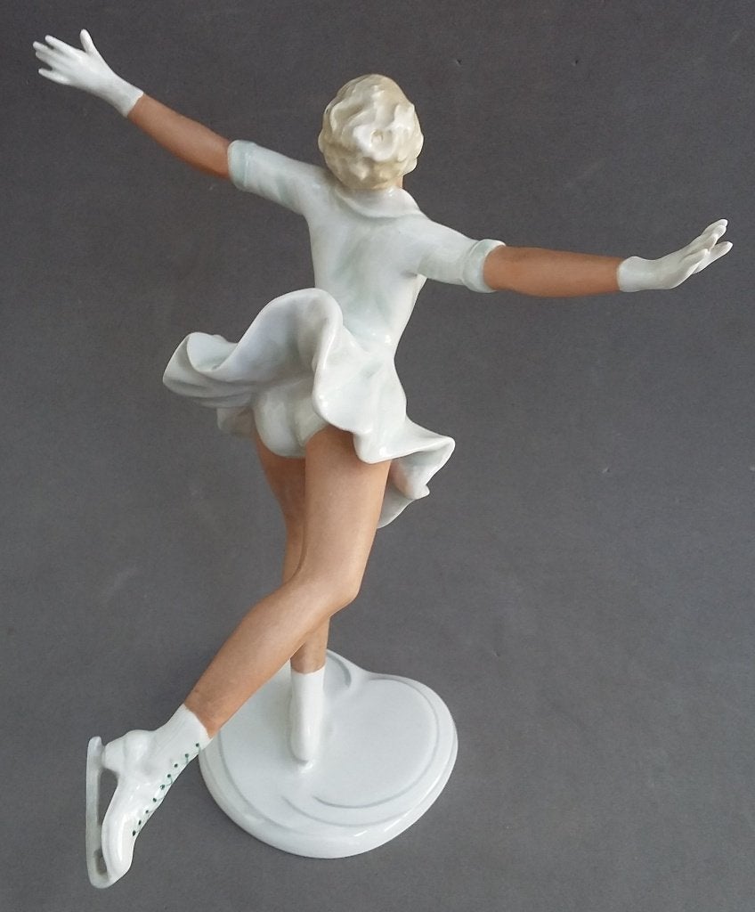 Om1930-1950 Wallendorf Schaubach Porselein Beeld Schaatsster, Antiek en Kunst, Ophalen of Verzenden