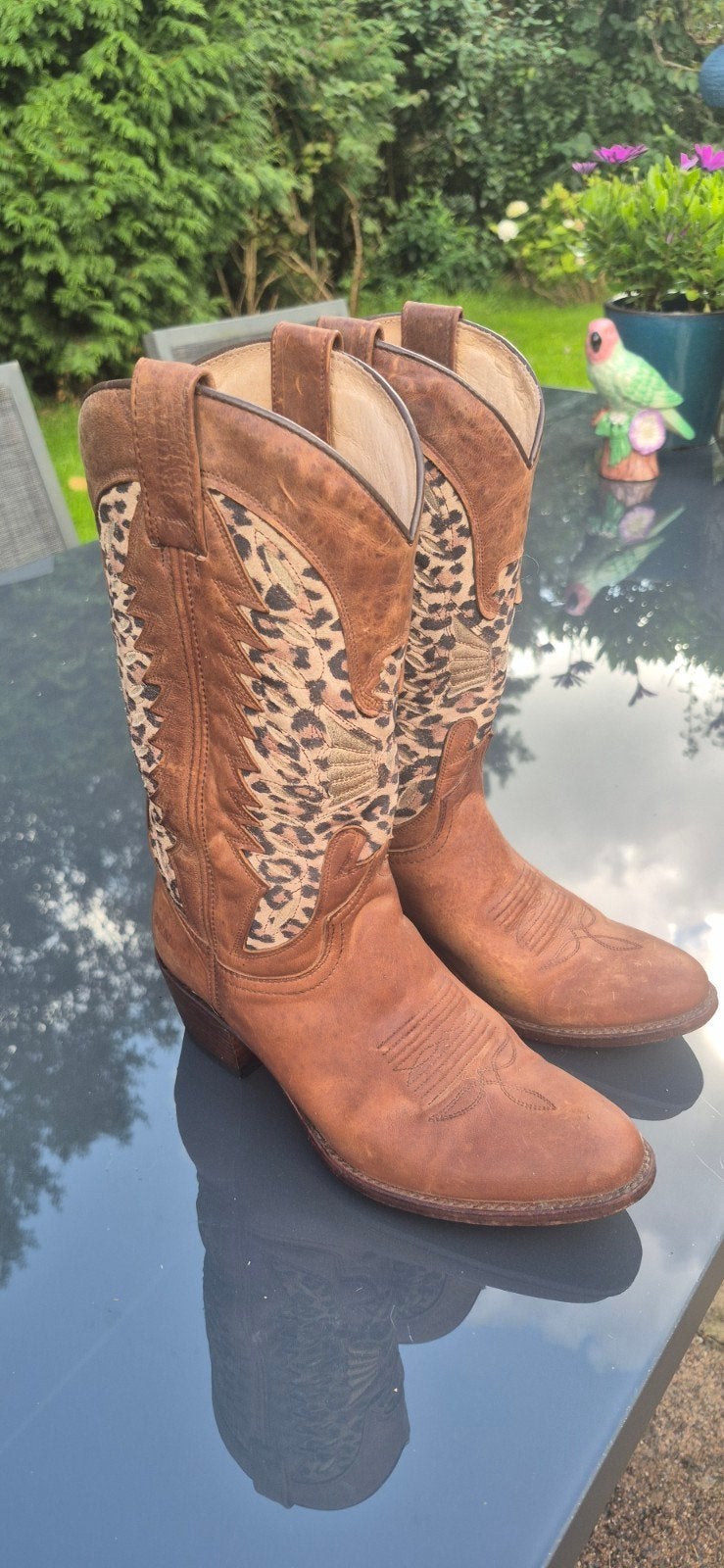 Sendra cowboylaarzen met luipaardprint, maat 37, Ophalen, Bruin, Zo goed als nieuw, Hoge laarzen