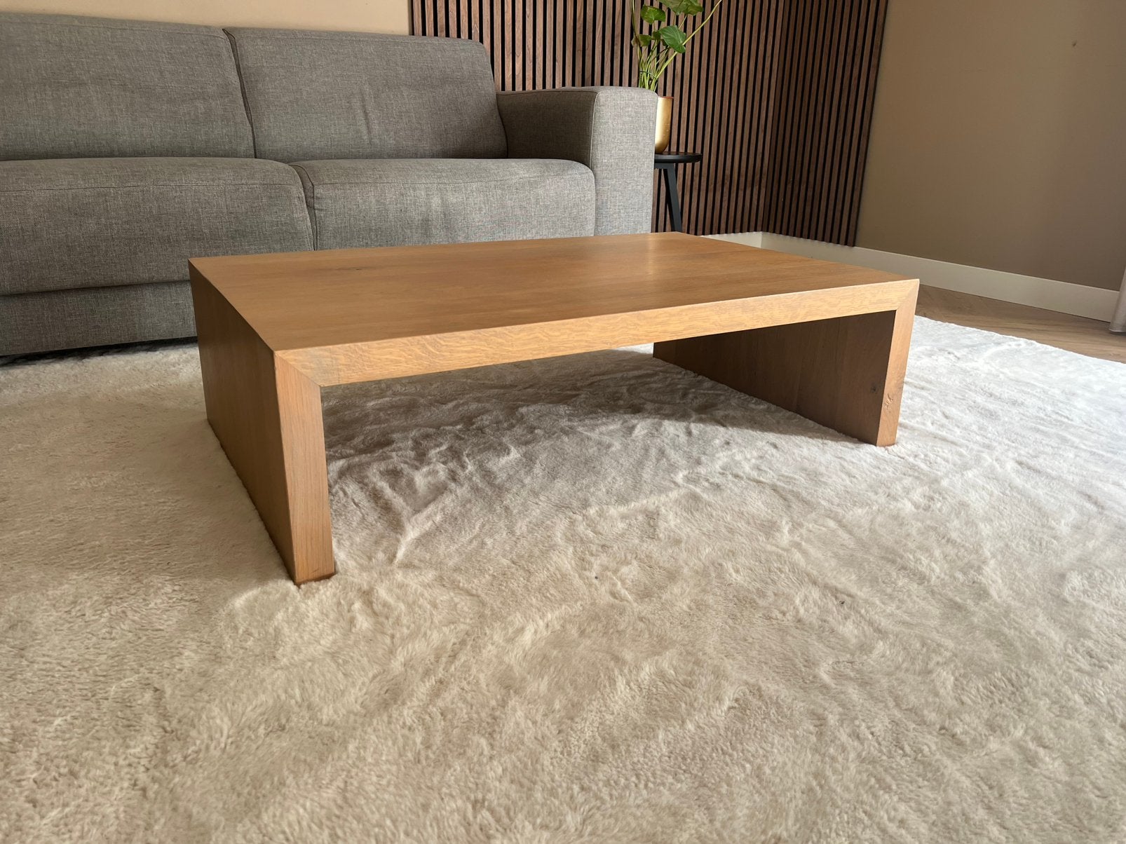 Massief eiken houten salontafel, Huis en Inrichting, Ophalen, 100 tot 150 cm, Eikenhout, 50 tot 100 cm
