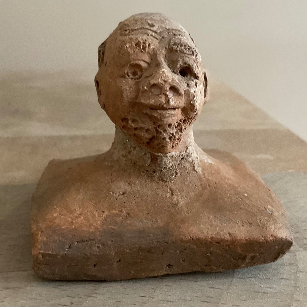 Antiek beeldje buste man van keramiek/terracotta goede staat, Antiek en Kunst, Verzenden