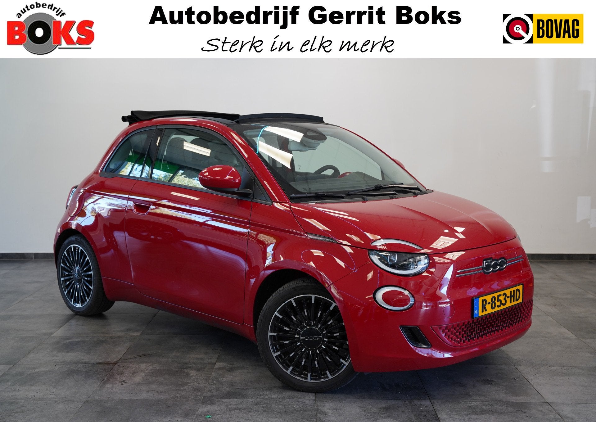 Fiat 500C Icon 42 kWh Cruise/Climate Cabrio ROSSO PASSIONE N, Auto's, Stof, 4 stoelen, Automatische klimaatregeling, Te koop