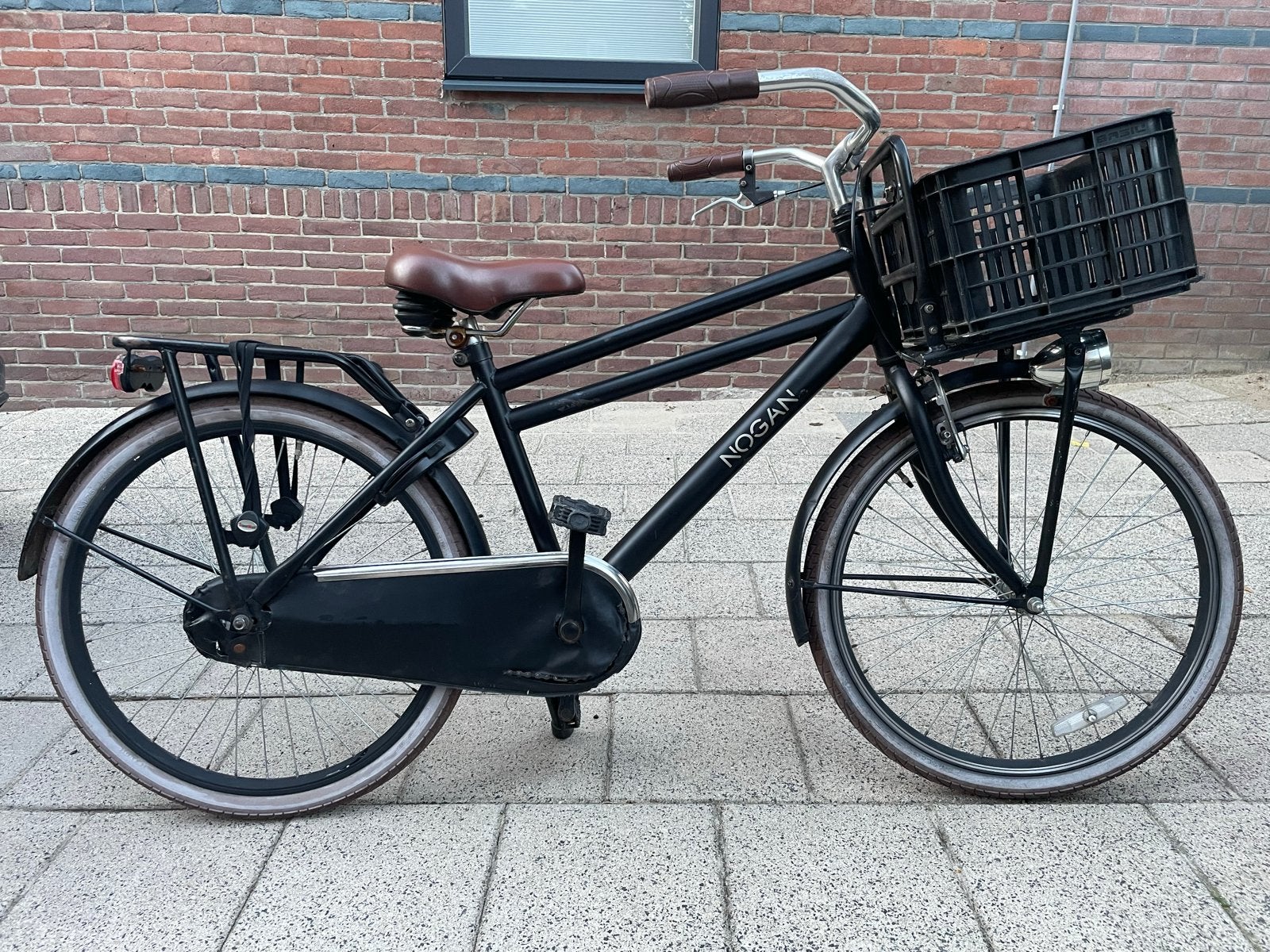 Nogan jongens kinder fiets met mandje en bagagedrager, Fietsen en Brommers, Gebruikt, Velgrem, 50 tot 53 cm, Ophalen
