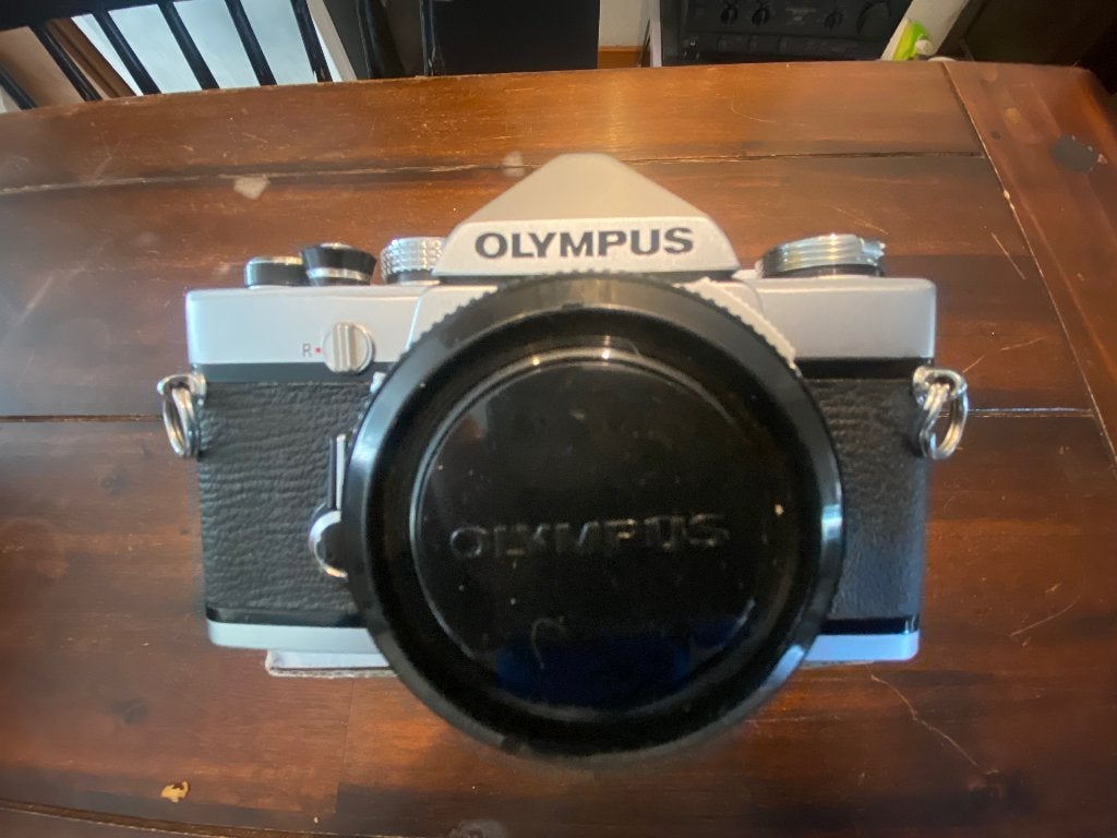 Olympus OM-Systeem model OM-1 met 2 Zuiko lenzen, Ophalen of Verzenden, Gebruikt, Spiegelreflex, Olympus