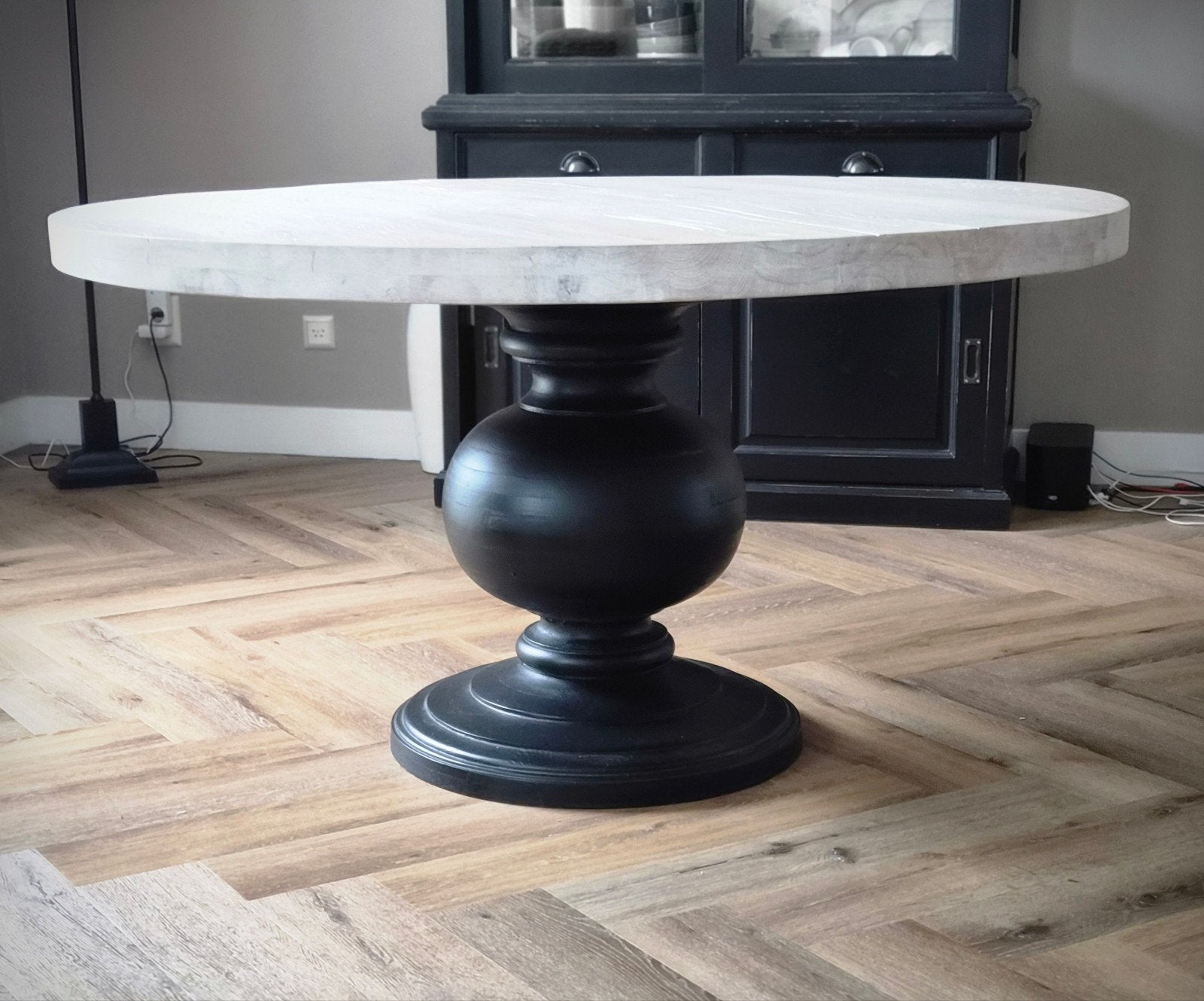 Prachtige eikenhouten Mozarttafel Goossens - Rond eikenhout, Ophalen, Gebruikt, Vijf personen of meer, 100 tot 150 cm
