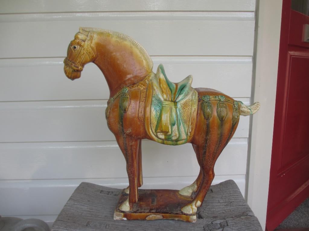 GROOT !!Vintage Chinees Tang dynastie majolica paard, Antiek en Kunst, Ophalen of Verzenden