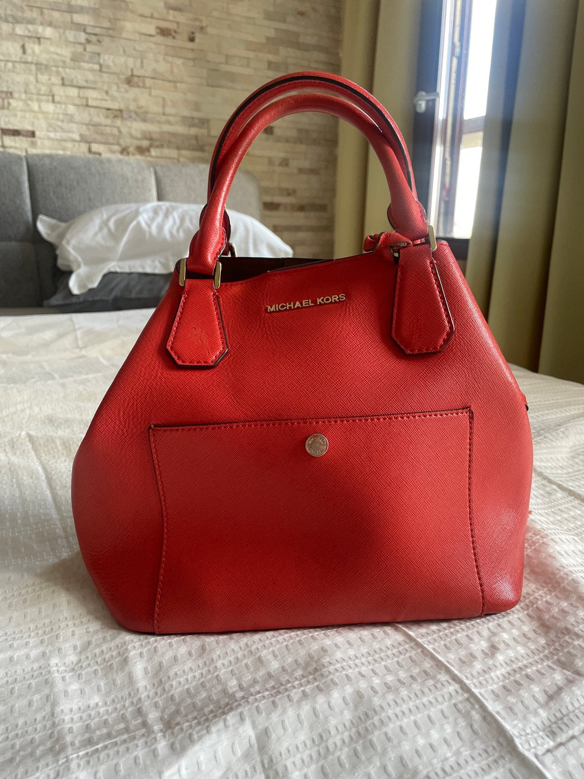 Michael Kors Handtas Rood Oranje, Ophalen of Verzenden, Gebruikt, Rood, Handtas