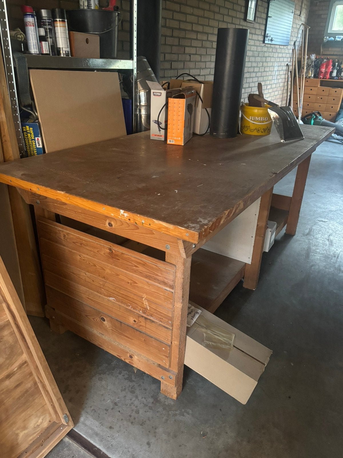 Gratis werktafel hout, Huis en Inrichting, Ophalen, Gebruikt, Rechthoekig, 50 tot 100 cm