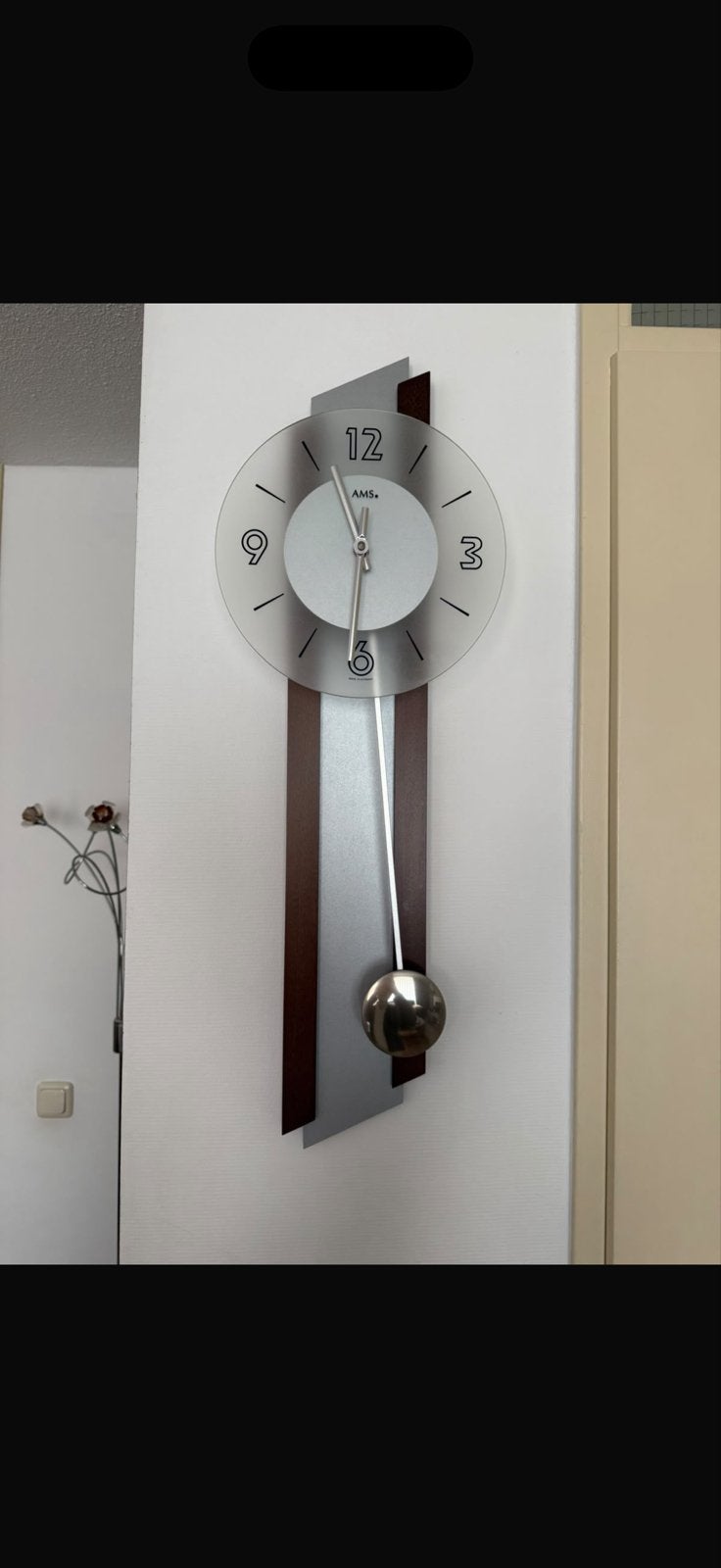 Moderne AMS wandklok met slinger en analoge weergave, Wandklok, Met slinger, Analoog, Ophalen of Verzenden