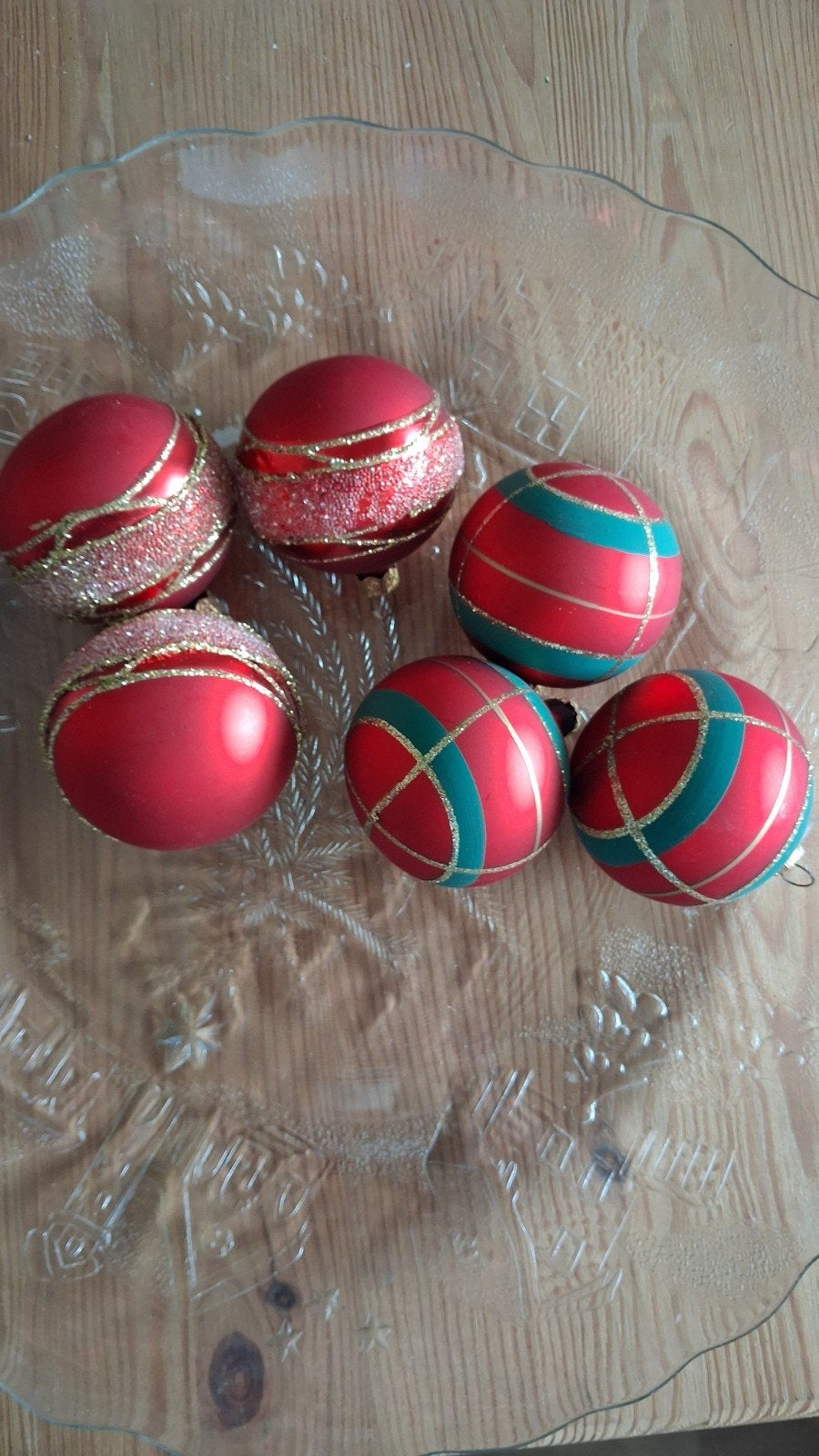 rode glazen gedecoreerde kerstballen, Ophalen of Verzenden