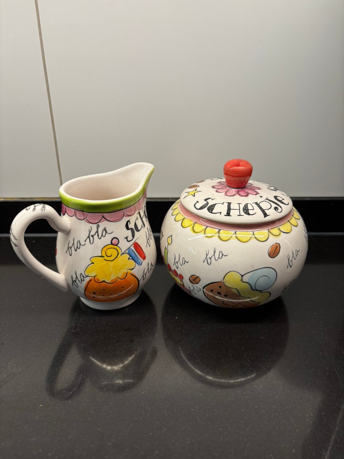 Suikerpot en melkkannetje Blond Amsterdam, Huis en Inrichting, Ophalen, Gebruikt, Overige typen, Aardewerk