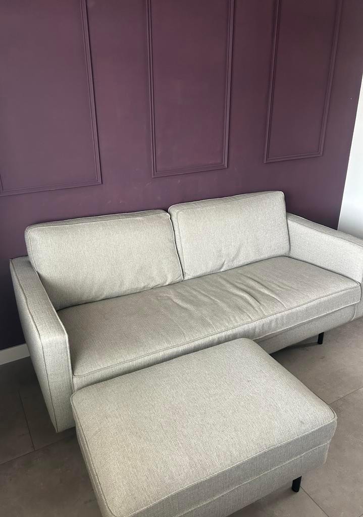 2-zitsbank met hocker, Huis en Inrichting, Banken | Bankstellen, Ophalen, Gebruikt, Tweepersoons, 75 tot 100 cm