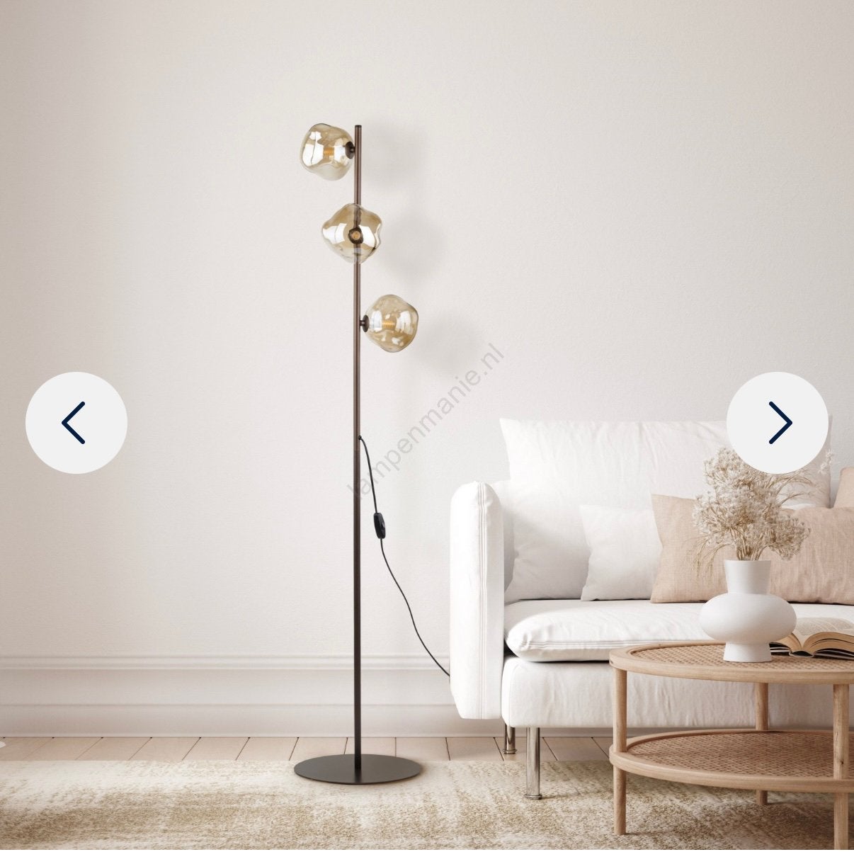 Vloerlamp LAVA 3xG9/8W/230V brons/rookbeige 151cm hoog, Ophalen, Zo goed als nieuw, Metaal, 150 tot 200 cm
