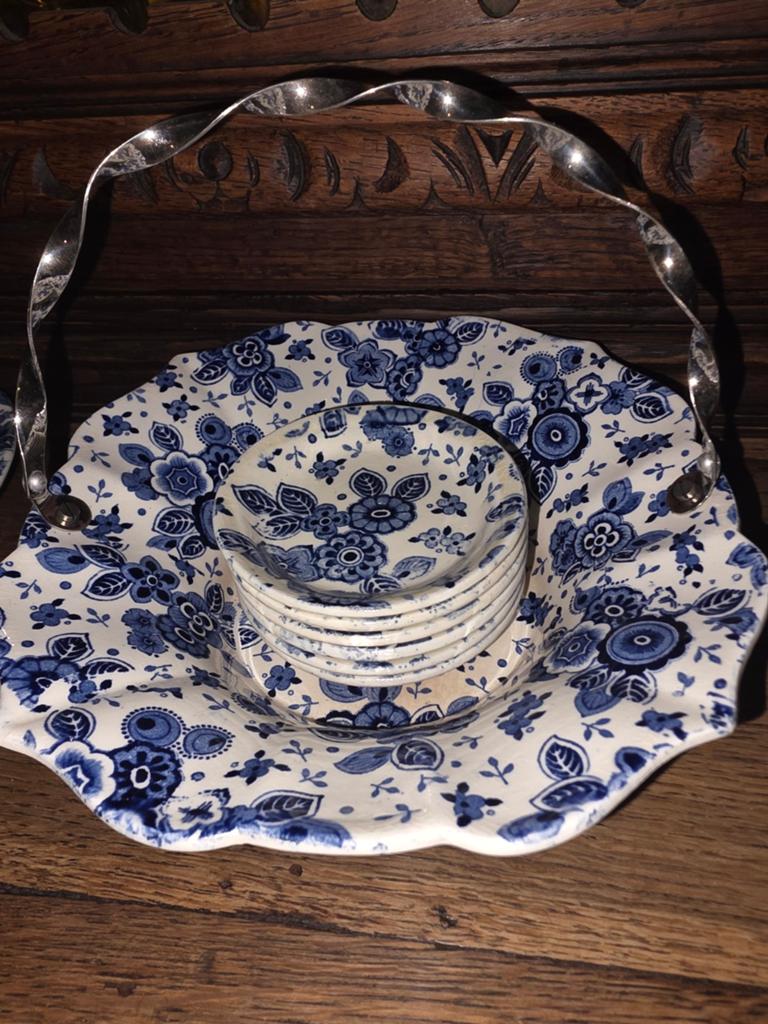 Bonbonschaaltje met 6 bordjes - Beatrix - Nette staat, Antiek en Kunst, Antiek | Servies los, Ophalen of Verzenden