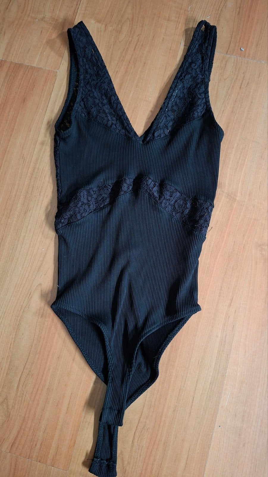 Stradivarius Zwarte Body met Kant - Maat S, Stradivarius, Ophalen of Verzenden, Zwart, Body of Korset