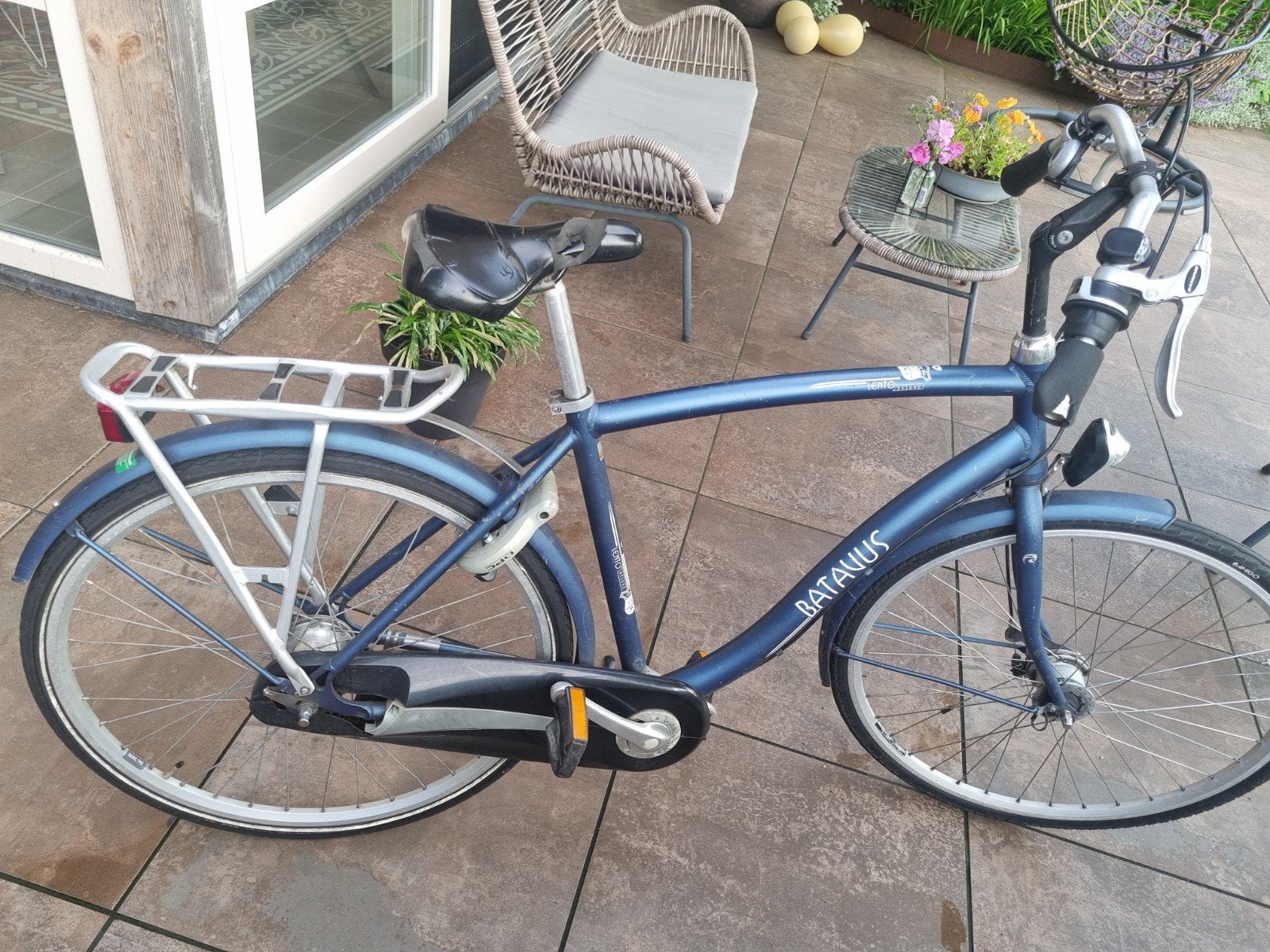 Batavus Lento hetenfiets - Blauw, Fietsen en Brommers, Ophalen, Gebruikt, Velgrem, Batavus