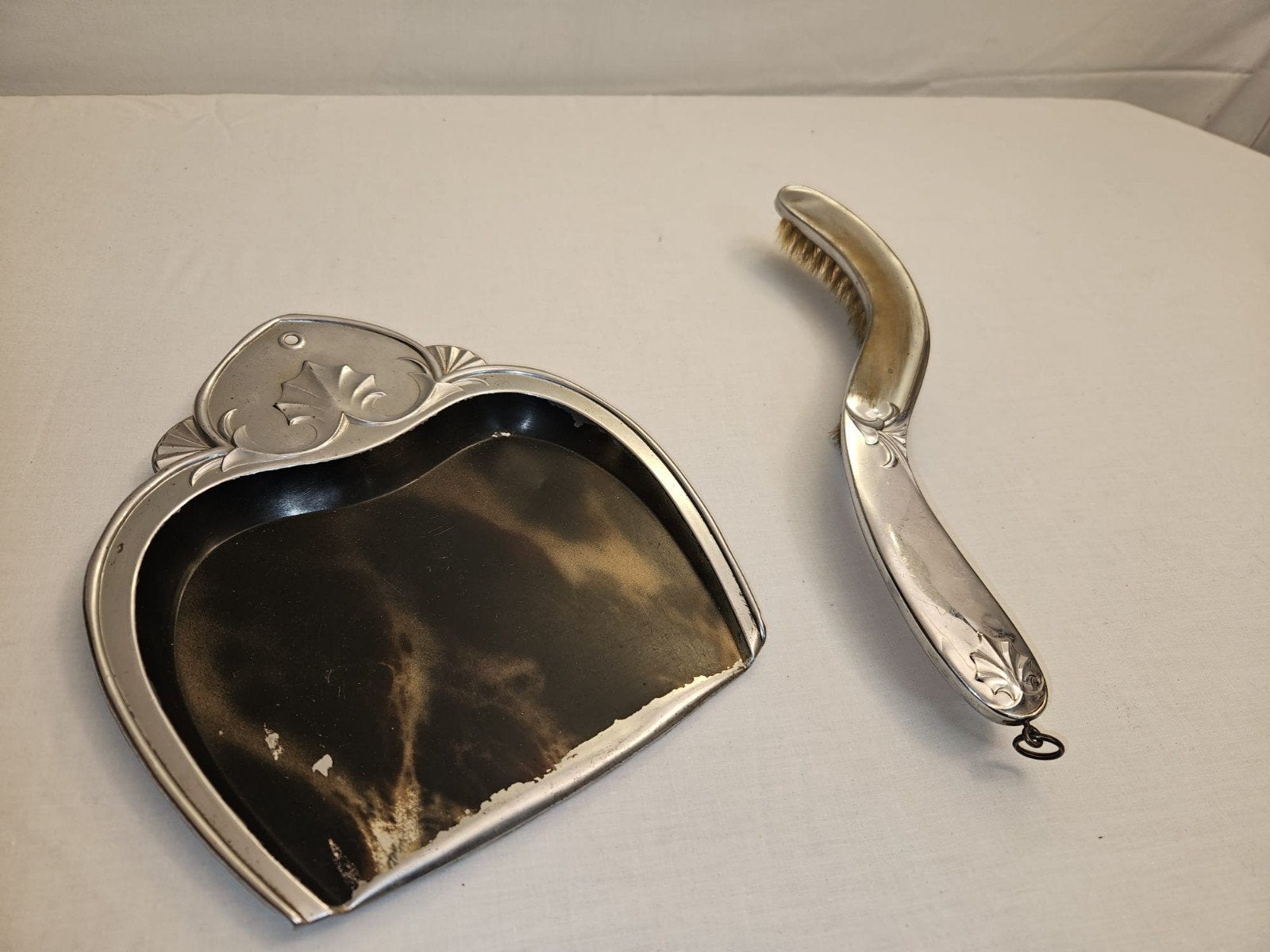 Antieke kruimeldief en borstel set, verzilverd, Ophalen of Verzenden