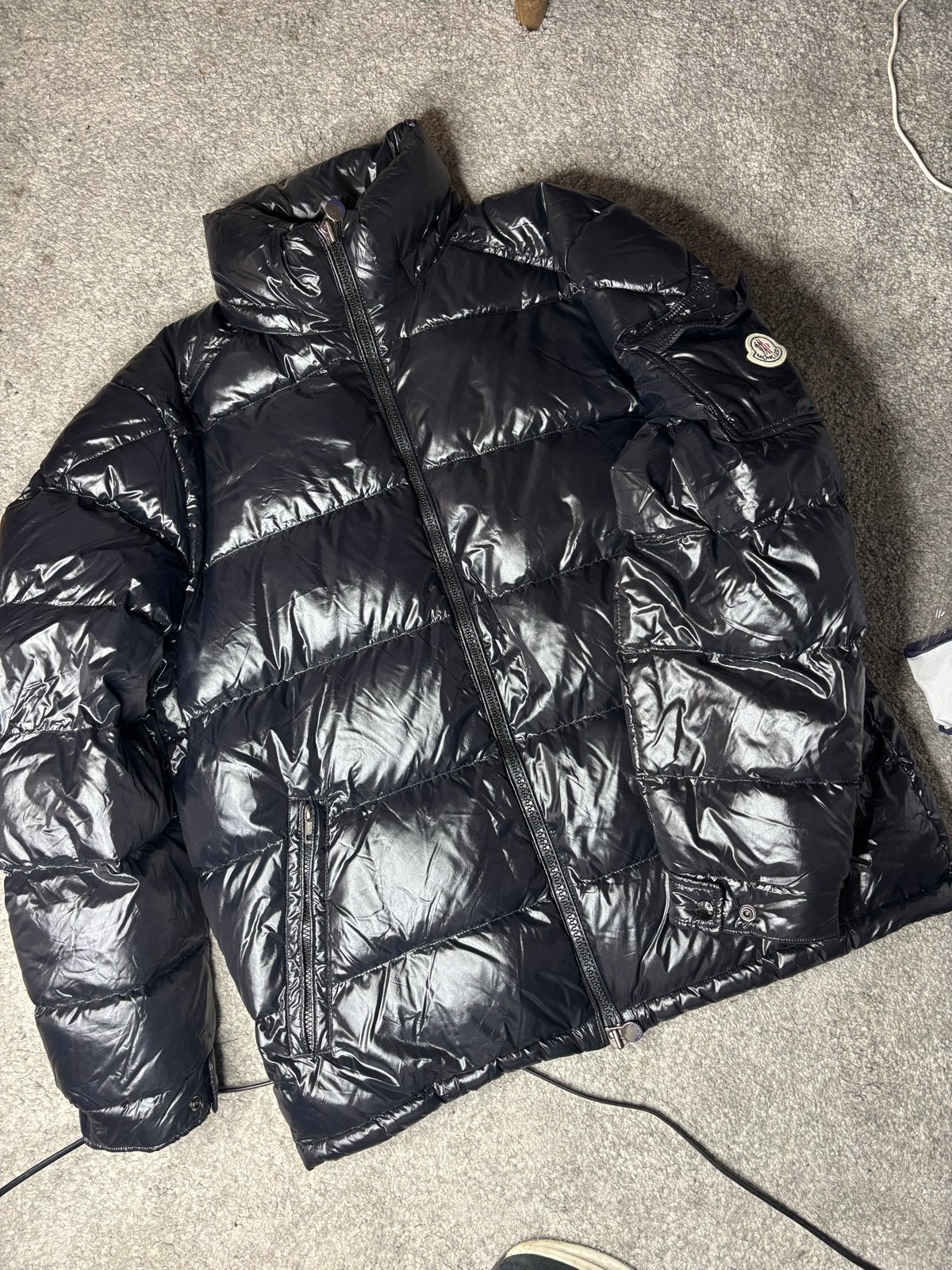 Moncler Jas - Zwart Glanzend Donsjack, Kleding | Heren, Ophalen of Verzenden, Zo goed als nieuw, Overige maten, Zwart