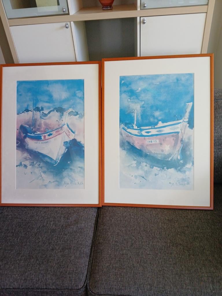 Schilderijen van Alie Kruse kolk lijst afmeting  52 72 cm, Ophalen