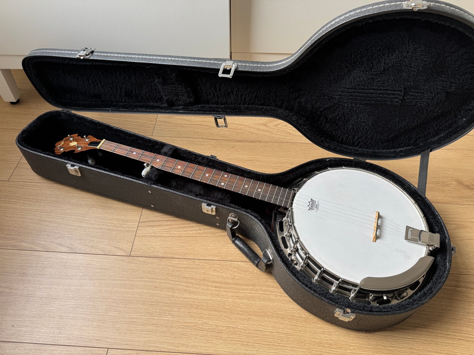 Saga banjo met koffer, Ophalen, Gebruikt, 5-snarige of Bluegrassbanjo