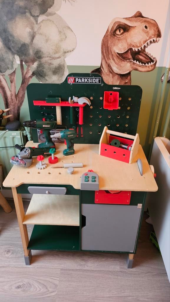 Parkside Houten Kinder Speelgoed Werkbank met Accessoires, Ophalen, Gebruikt, Jongen of Meisje