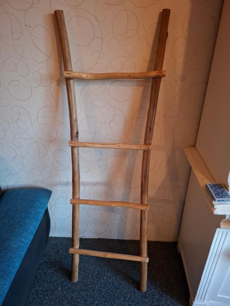 Decoratieve houten ladder - landelijke stijl, Ophalen, Hout, Bruin, Landelijk