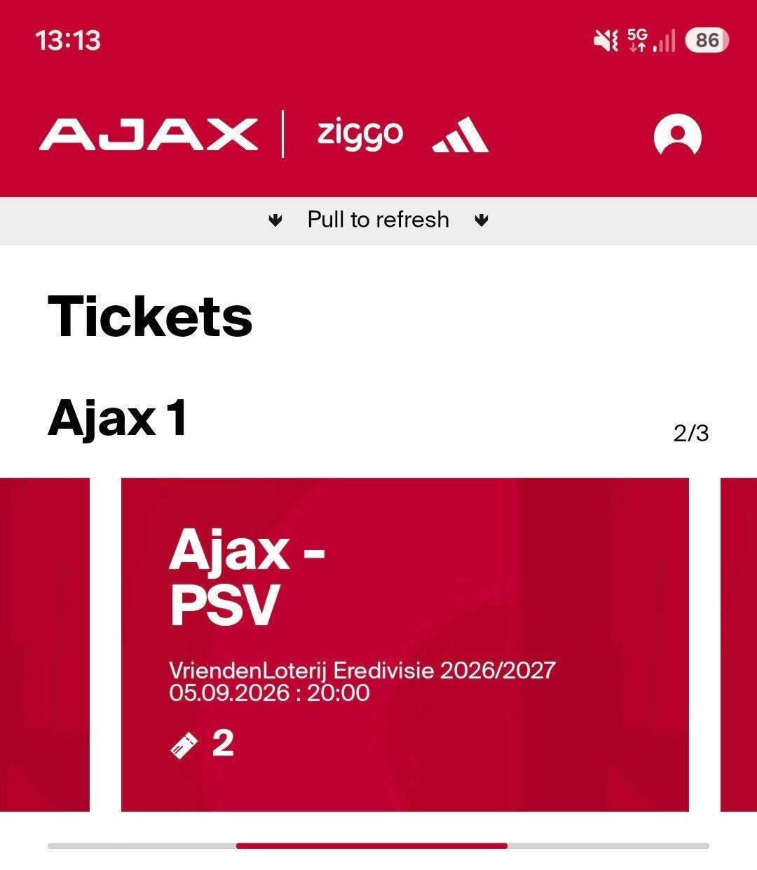 Ajax-Psv 2 kaarten naast elkaar vak 406, Losse kaart, Twee personen, September