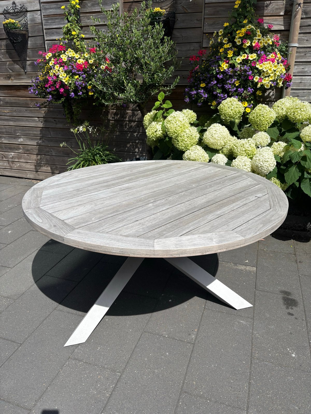 Hartman Bellagio Tuintafel 150 Rond hout, Ophalen, Zo goed als nieuw, Rond, Hout